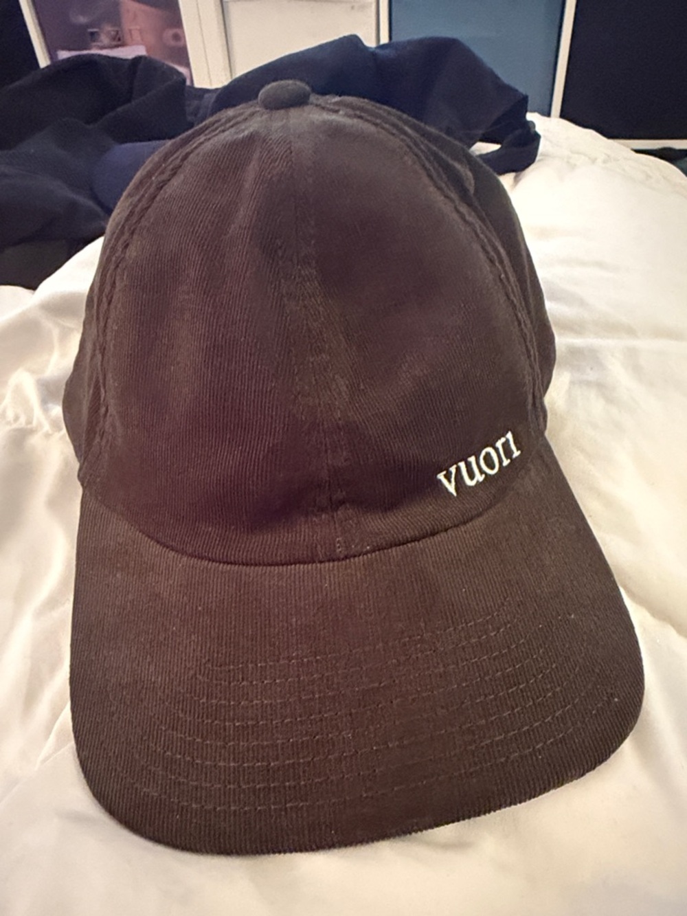 Vuori Brown Corduroy Baseball Cap with Embroidered Logo